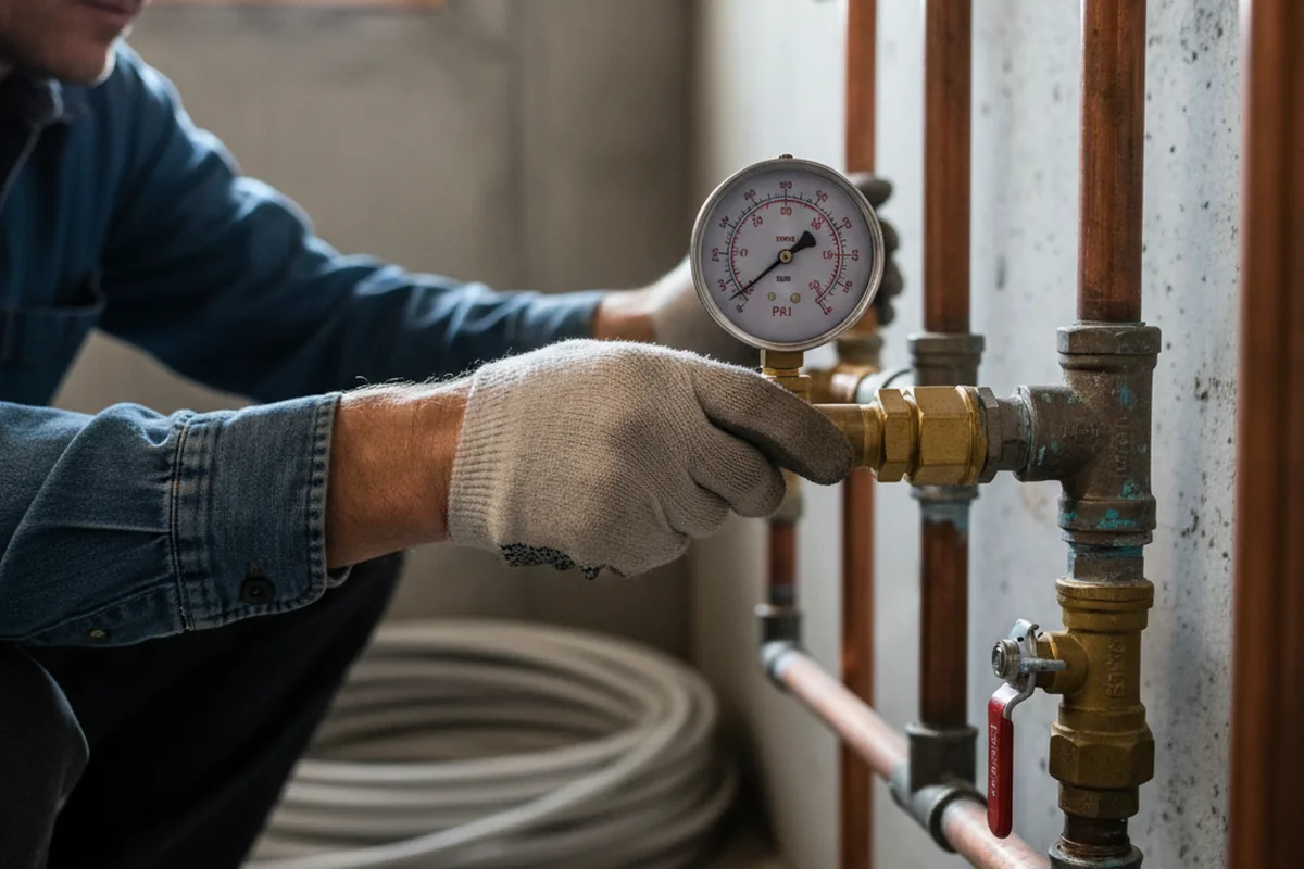 Pressure testing a repaired line during Water Line Repair in East Falmouth