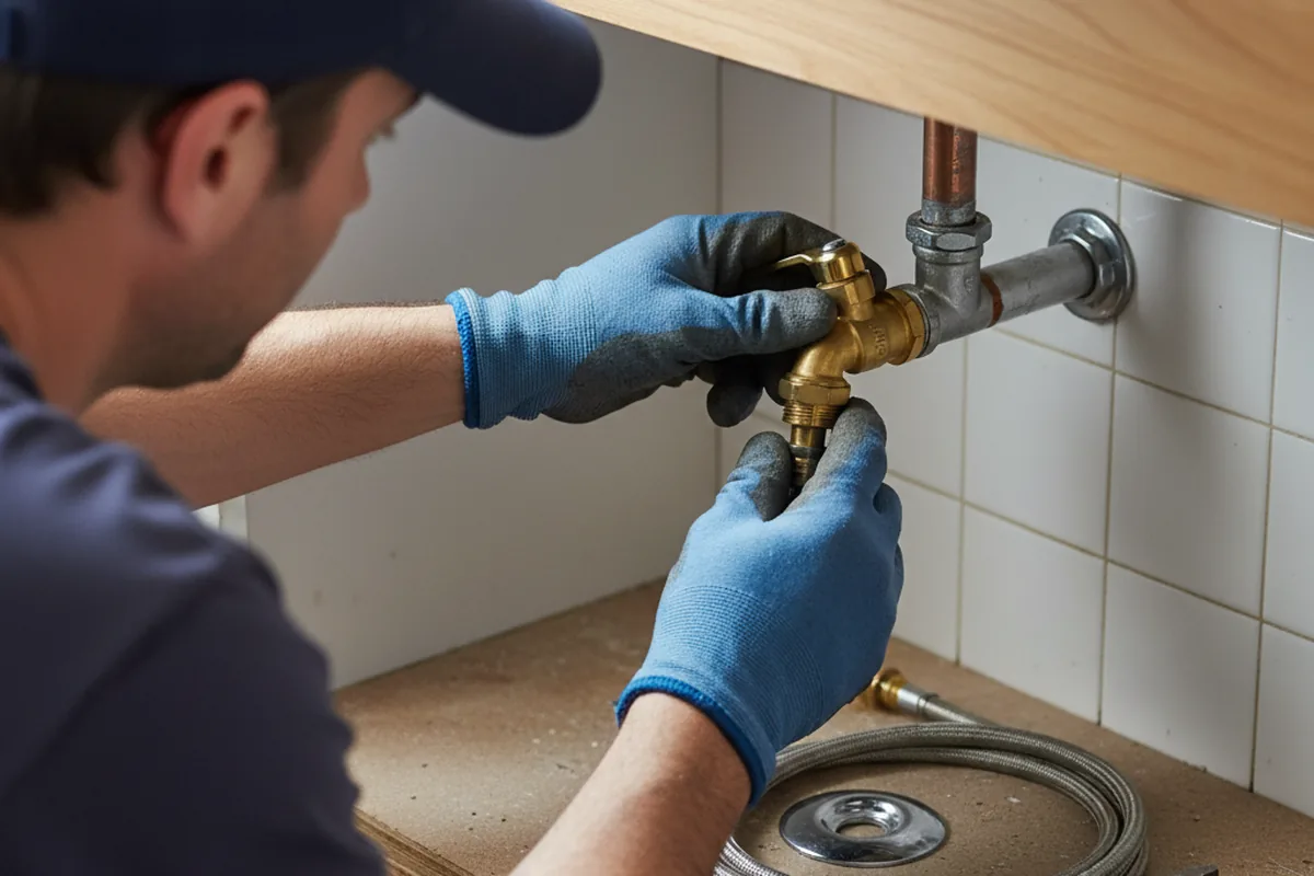 Shutoff valve and fitting work during Burst Pipe Repair in East Falmouth